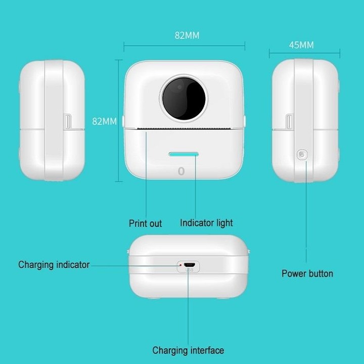 Mini Student Wrong Question Bluetooth Thermal Printer With 5 Rolls White Paper(Yellow)