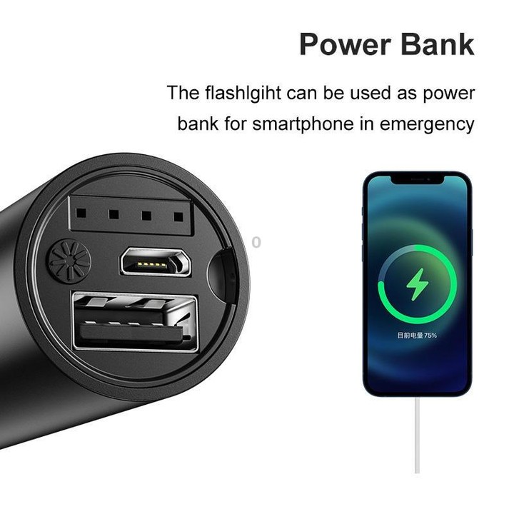 1800mAh LED Outdoor Strong Lighting Lithium Battery Flashlight, Color: Fixed Focus Black