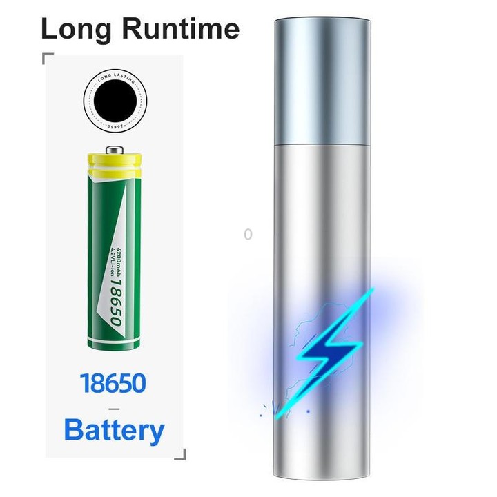 1800mAh LED Outdoor Strong Lighting Lithium Battery Flashlight, Color: Zoom Silver