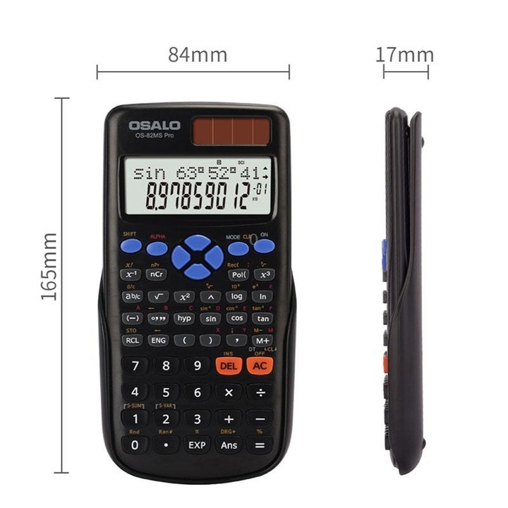 OSALO 240 Functions LCD Screen Solar Dual Power Supply Plug-in Teaching Calculator