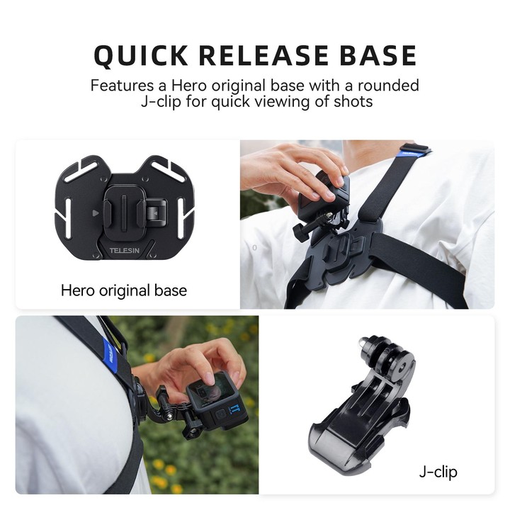 TELESIN Chest Strap Mount Waistcoat Belt Mount For Action Camera