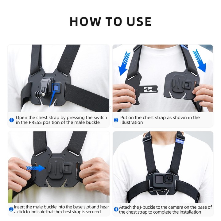 TELESIN Chest Strap Mount Waistcoat Belt Mount For Action Camera