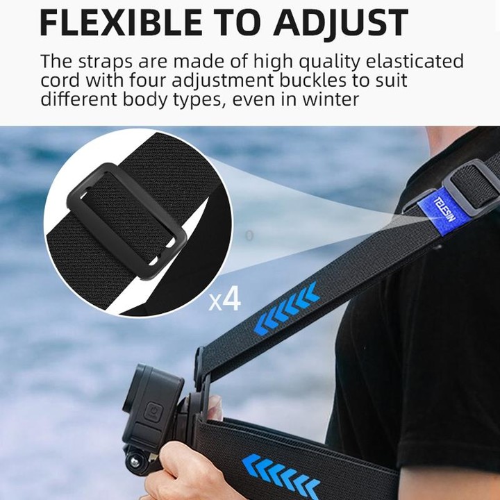 TELESIN Chest Strap Mount Waistcoat Belt Mount For Action Camera