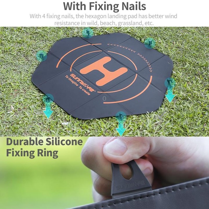 Sunnylife TJP11 80cm Hexagonal Double-sided Folding With Ground Spikes Drone Universal Apron