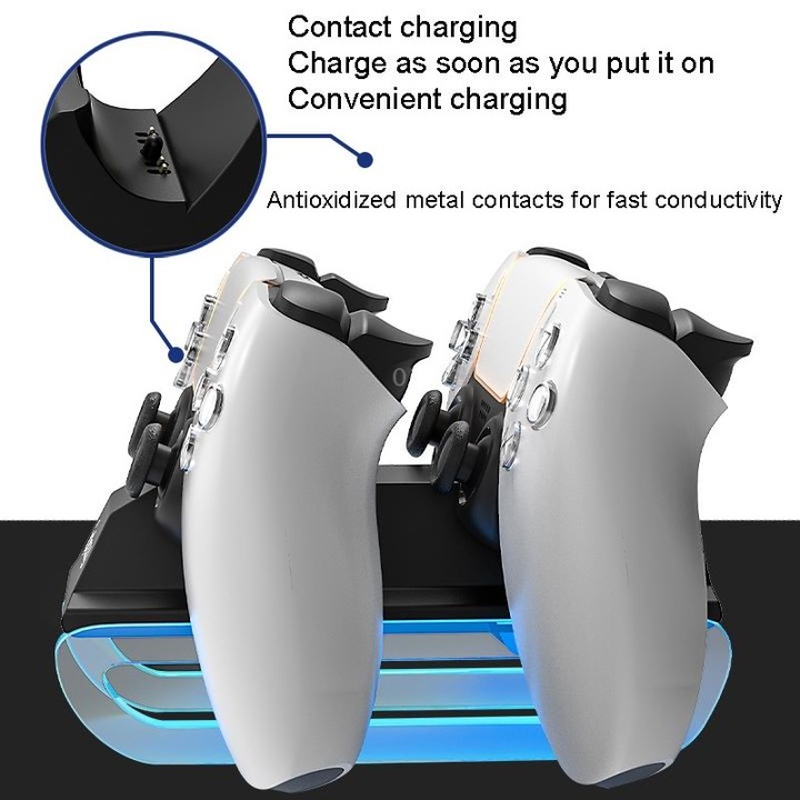 iplay HBP-289 For PS5 Game Handle Dual Seat Charger Touch Point Charging Base(Black)