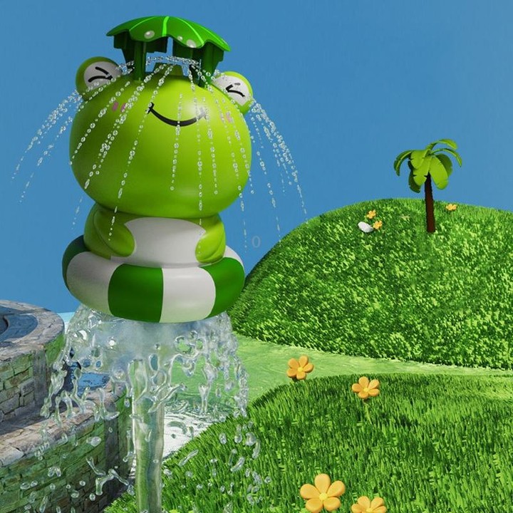 Animal Rotating Sprinkler Flying Children Water Toys, Style: Frog + 1 Joint