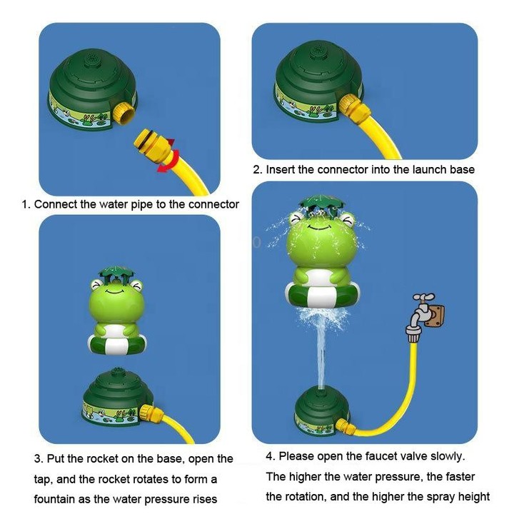 Animal Rotating Sprinkler Flying Children Water Toys, Style: Frog + 1 Joint