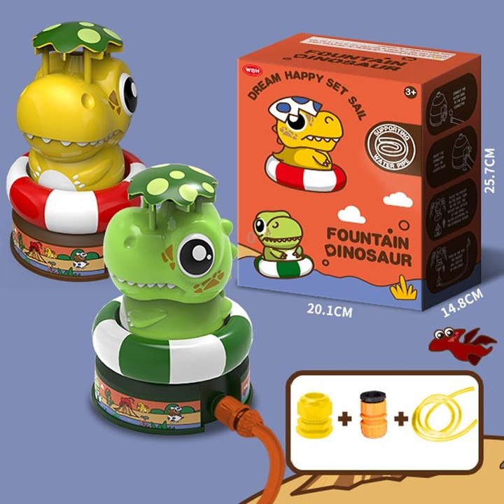 Outdoor Beach Dinosaur Sprinkler Drama Water Toys, Style: Yellow + 2 Plug + 3m Tube