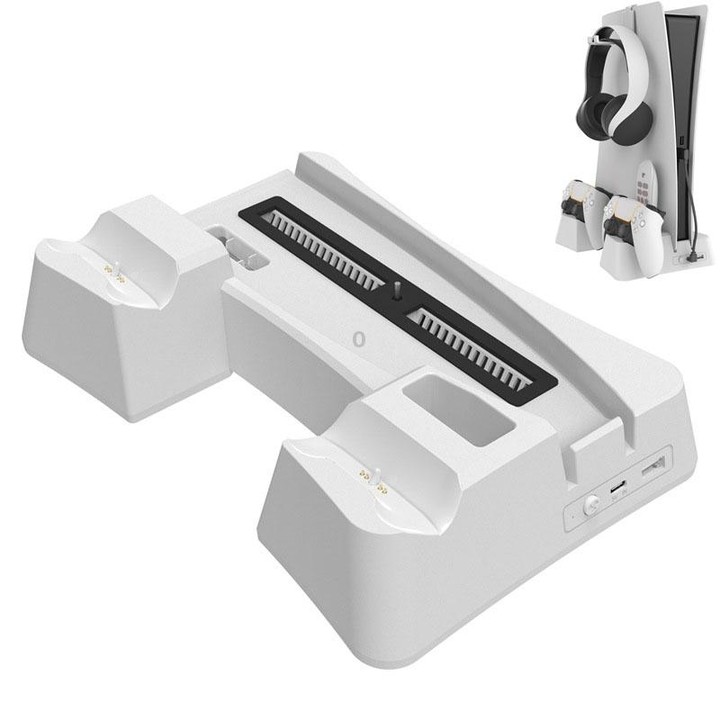 Iplay HBP-351 For Sony PS5 Digital Version Host Cooling Base Bracket Multifunctional Handle Charging Stand(White)