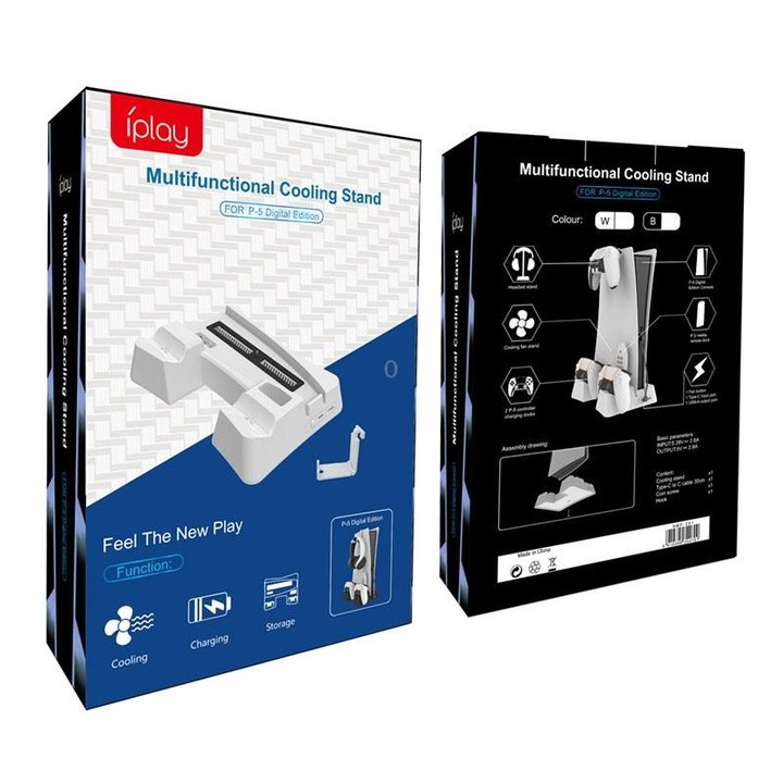 Iplay HBP-351 For Sony PS5 Digital Version Host Cooling Base Bracket Multifunctional Handle Charging Stand(Black)