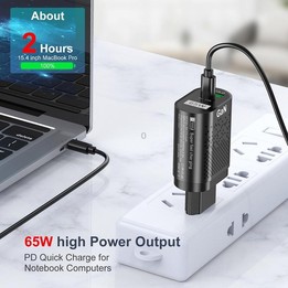 BK375-GaN KR Plug USB+Type-C 65W GaN Mobile Phone Charger PD Fast Charge Computer Adapter, Color: Black