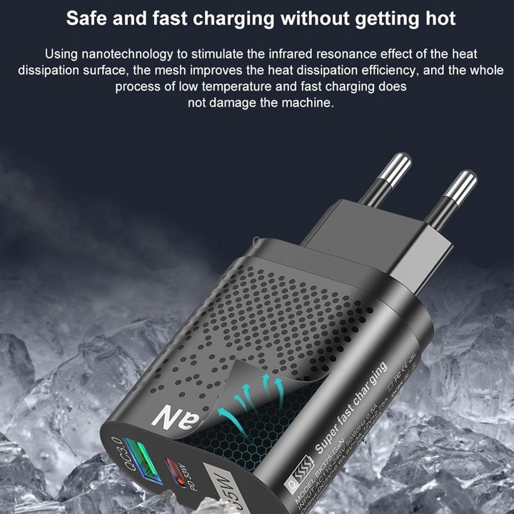BK375-GaN UK Plug USB+Type-C 65W GaN Mobile Phone Charger PD Fast Charge Computer Adapter, Color: White