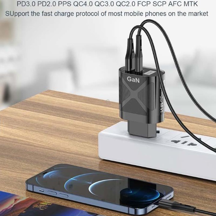 65W GAN PD + QC3.0 Fast Charger Phone Notebook Computer Universal Charging Head, Plug: US Plug Black