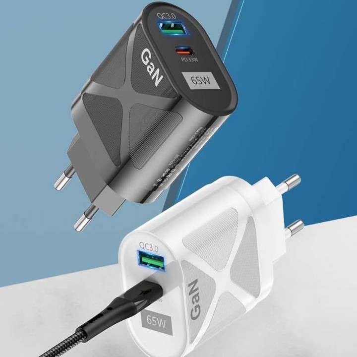 65W GAN PD + QC3.0 Fast Charger Phone Notebook Computer Universal Charging Head, Plug: AU Plug Black