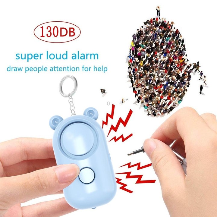 130dB LED Personal Alarm Pull Ring Outdoor Self-defense Products, Specification: Bear Style (Light Blue)