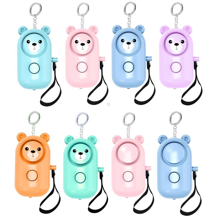 130dB LED Personal Alarm Pull Ring Outdoor Self-defense Products, Specification: Bear Style (Light Blue)