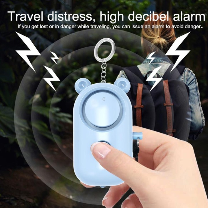 130dB LED Personal Alarm Pull Ring Outdoor Self-defense Products, Specification: Bear Style (Pink)