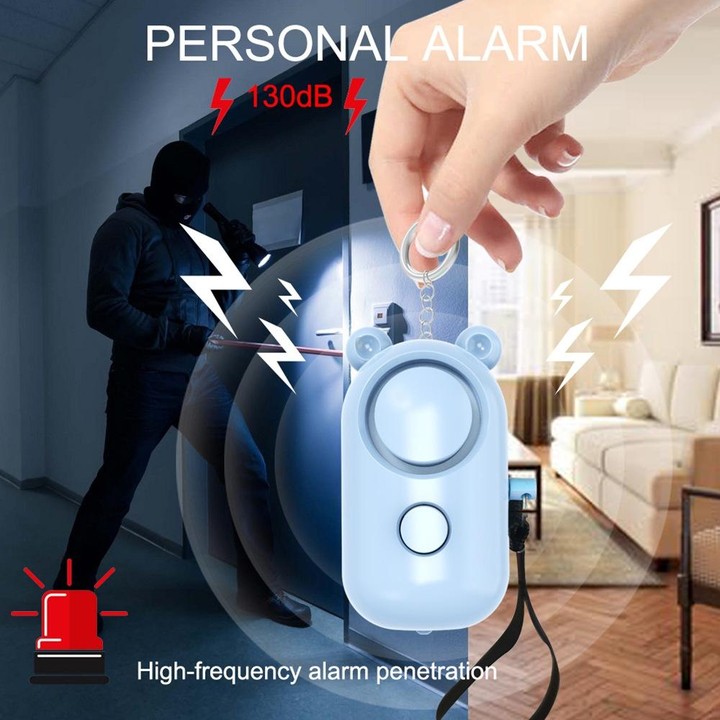130dB LED Personal Alarm Pull Ring Outdoor Self-defense Products, Specification: Bear Style (Pink)