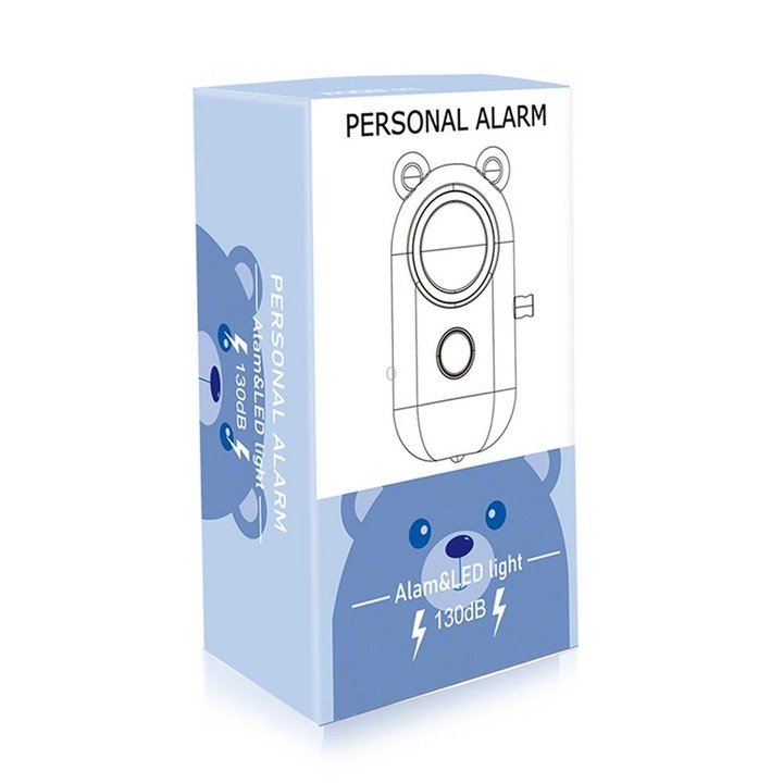 130dB LED Personal Alarm Pull Ring Outdoor Self-defense Products, Specification: Bear Style (Pink)