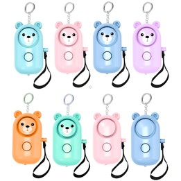 130dB LED Personal Alarm Pull Ring Outdoor Self-defense Products, Specification: Bear Style (Purple)