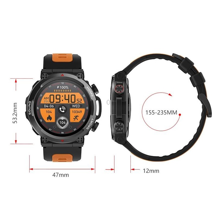 S56T Heart Rate/Blood Oxygen/Sleep Monitoring Bluetooth Call Outdoor Waterproof Smart Watch(Black)