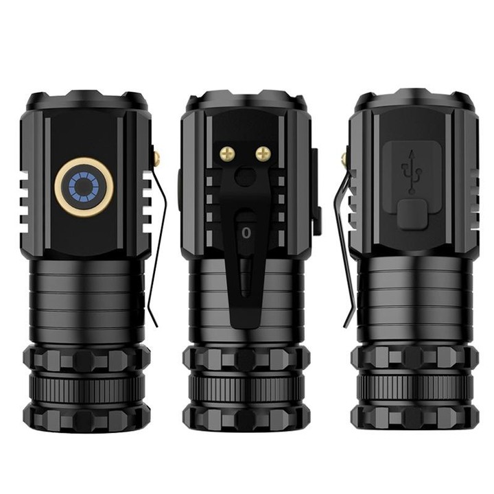 3 LED Mini Flashlight Rechargeable Waterproof 2000LM Super Bright Torch, Spec: Tail No Magnet