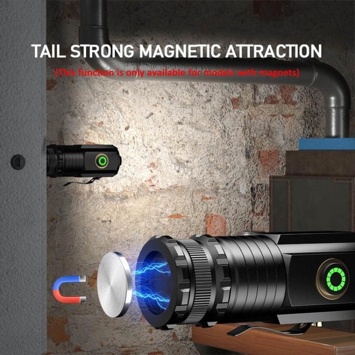 3 LED Mini Flashlight Rechargeable Waterproof 2000LM Super Bright Torch, Spec: Tail Magnet