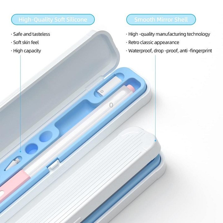 For Apple Pencil 1/2 Capacitance Pen Adapter Accessory Storage Box(Crescent White)