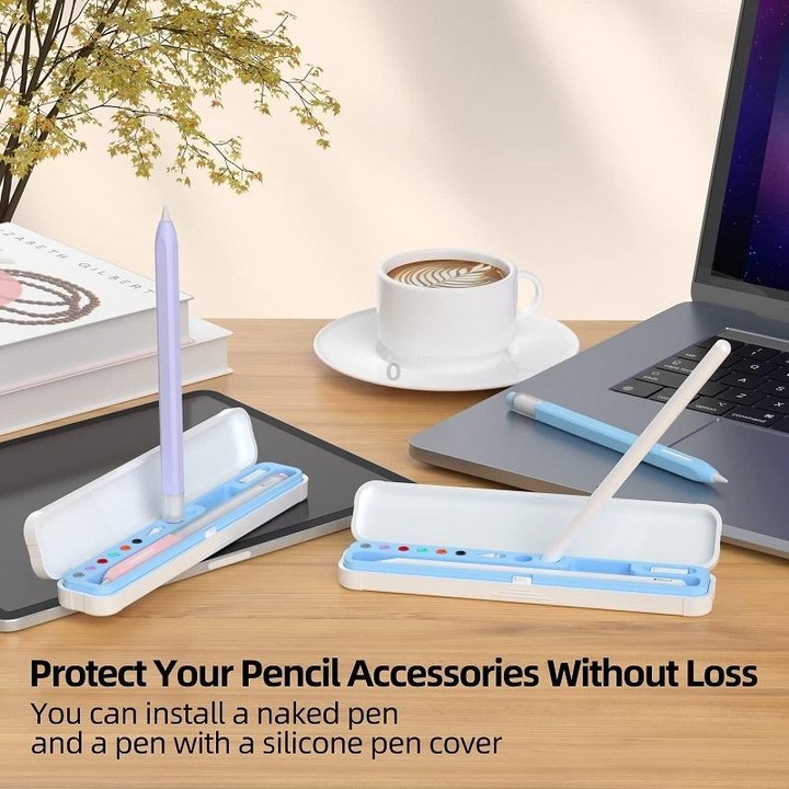 For Apple Pencil 1/2 Capacitance Pen Adapter Accessory Storage Box(Crescent White)