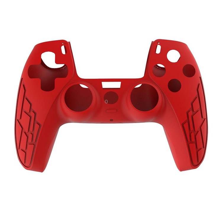 For PS5 Gamepad Silicone Case Non-slip Texture Thickened Protective Cover(Red)