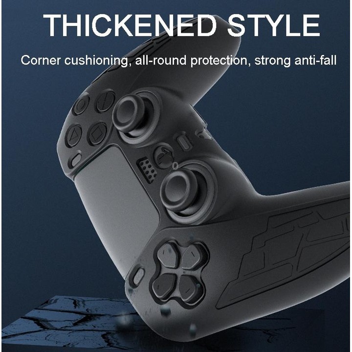 For PS5 Gamepad Silicone Case Non-slip Texture Thickened Protective Cover(Black)