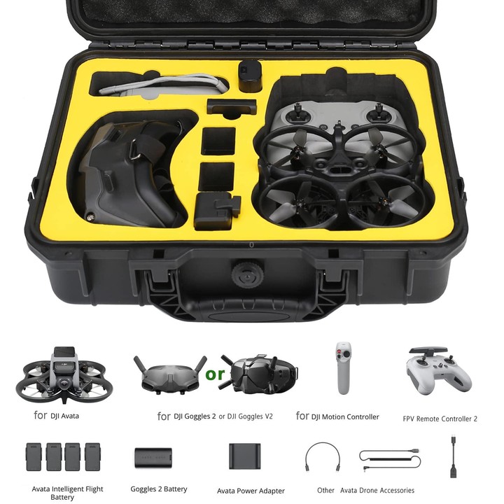 For DJI Avata Storage Bag Portable Protective Case Compatible FPV Controller 2 Black
