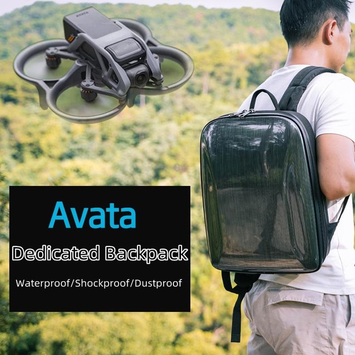 For DJI AVATA Storage Bag Hard Shell Waterproof Shoulder Bag Backpack(Black EVA Lining)