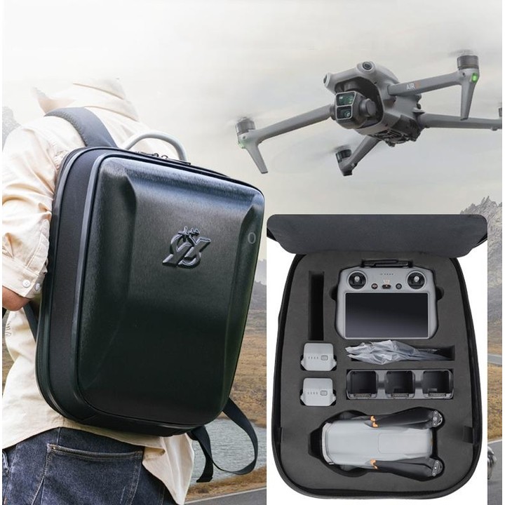 For DJI AIR 3 Hard Shell Storage Bag Portable Protective Backpack(Red)