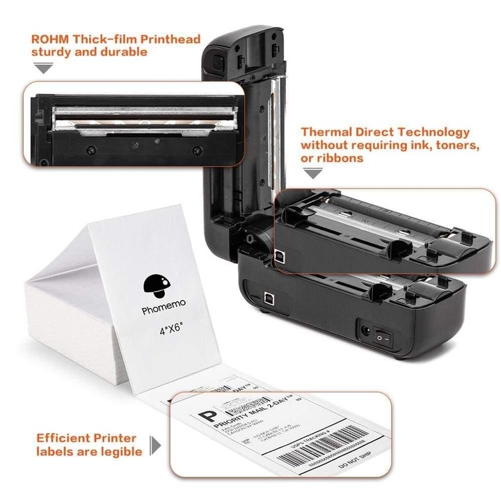 Phomemo PM246S Address Label Printer Thermal Paper Express E-Manifest Printer, Size: US(White)