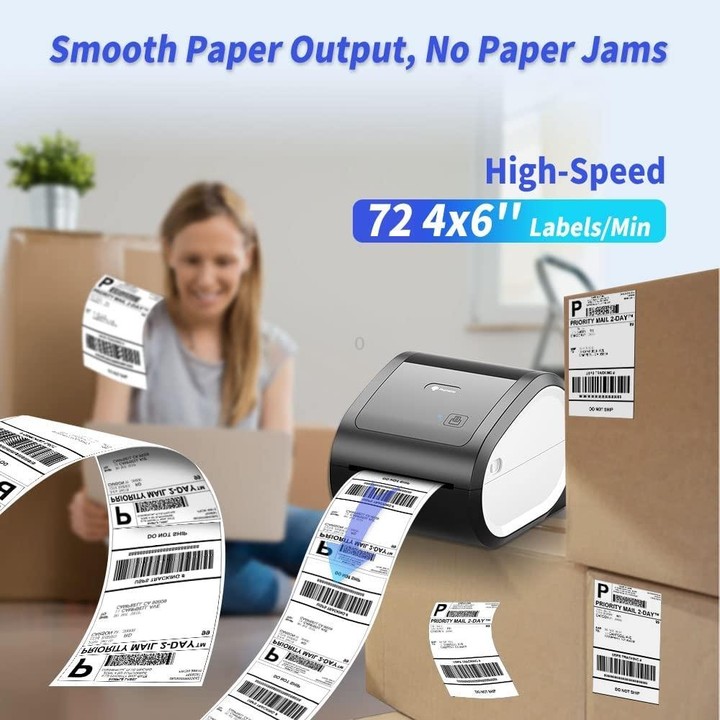 Phomemo D520-BT Bluetooth Thermal Shipping Label Printer Wireless Desktop Printer For Barcode Address Labels, Size: US(Black Whi