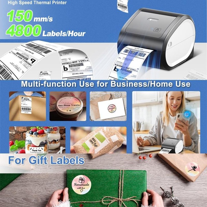 Phomemo D520-BT Bluetooth Thermal Shipping Label Printer Wireless Desktop Printer For Barcode Address Labels, Size: US(Black Whi
