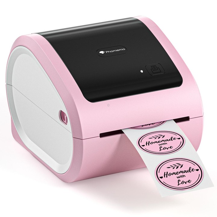 Phomemo D520-BT Bluetooth Thermal Shipping Label Printer Wireless Desktop Printer For Barcode Address Labels, Size: US(Pink Whit