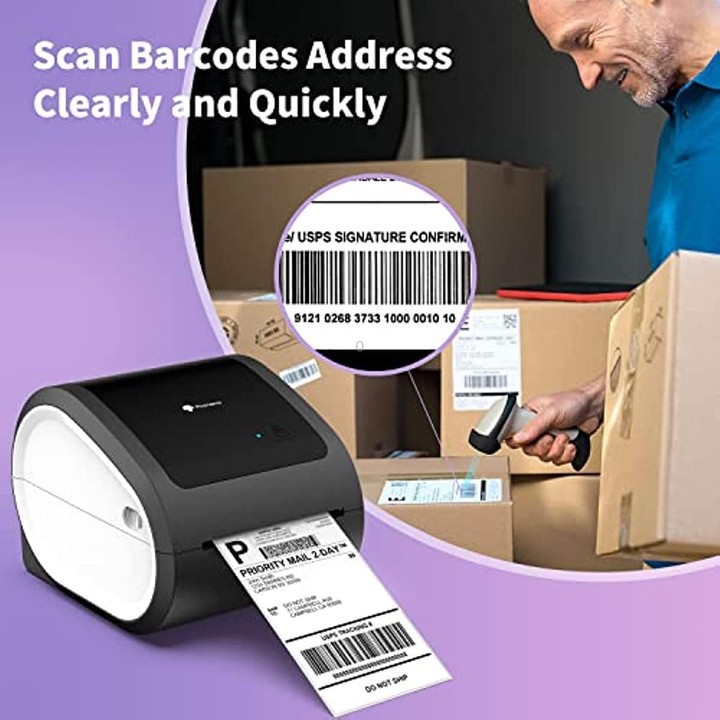 Phomemo D520-BT Bluetooth Thermal Shipping Label Printer Wireless Desktop Printer For Barcode Address Labels, Size: US(Purple Wh