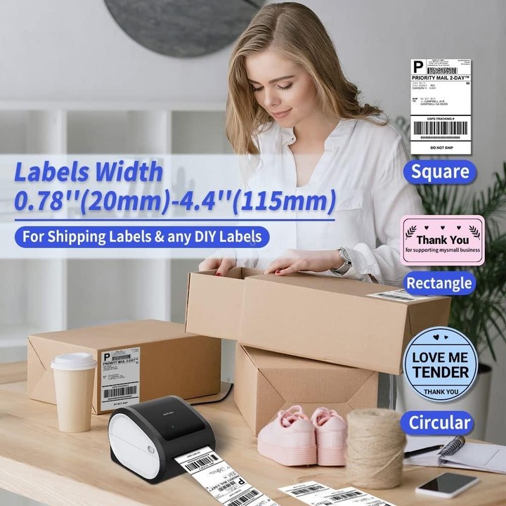 Phomemo D520-BT Bluetooth Thermal Shipping Label Printer Wireless Desktop Printer For Barcode Address Labels, Size: EU(Pink Whit