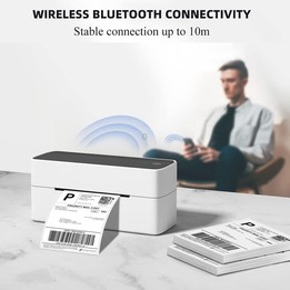 Phomemo PM241-BT Bluetooth Address Label Printer Thermal Shipping Package Label Maker, Size: US(Black White)