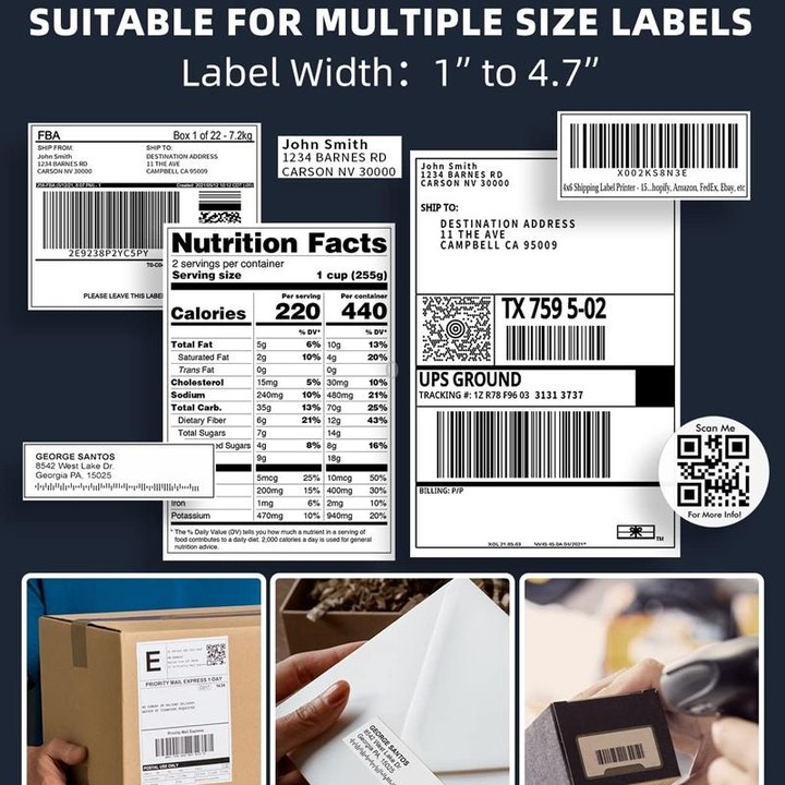 Phomemo PM241-BT Bluetooth Address Label Printer Thermal Shipping Package Label Maker, Size: US(Silver)
