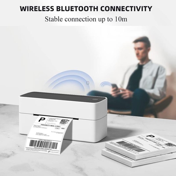 Phomemo PM241-BT Bluetooth Address Label Printer Thermal Shipping Package Label Maker, Size: US(White Purple)