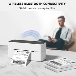Phomemo PM241-BT Bluetooth Address Label Printer Thermal Shipping Package Label Maker, Size: US(White Blue)