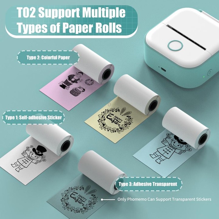 Phomemo T02 Standard Error Mini Pocket Small Portable Bluetooth Phone Photo Label Thermal Printer(White)