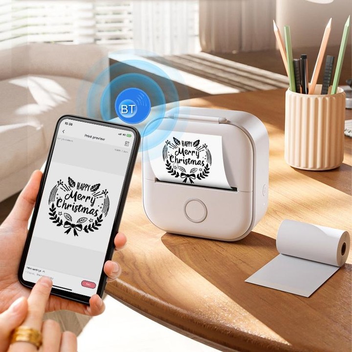 Phomemo T02 Standard Error Mini Pocket Small Portable Bluetooth Phone Photo Label Thermal Printer(White)