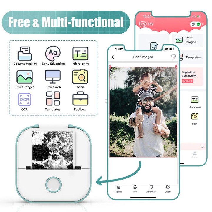 Phomemo T02 Gift Box Phone Bluetooth Mini Printer Photo Thermal Printer Family Student Wrong Question Printer(White)
