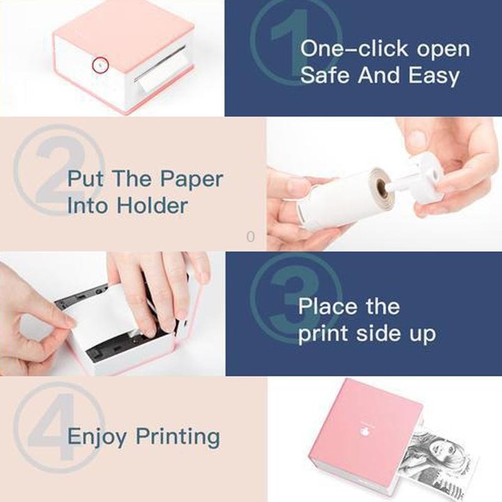 Phomemo M02-BK Pocket Small Bluetooth Portable Photo Thermal Label Wrong Question Printer