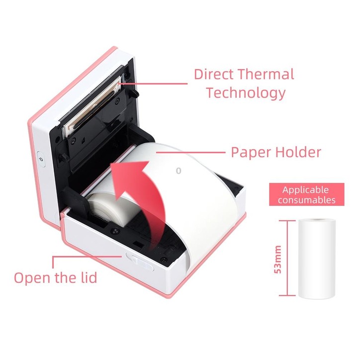Phomemo M02-WH Pocket Small Bluetooth Portable Photo Thermal Label Wrong Question Printer