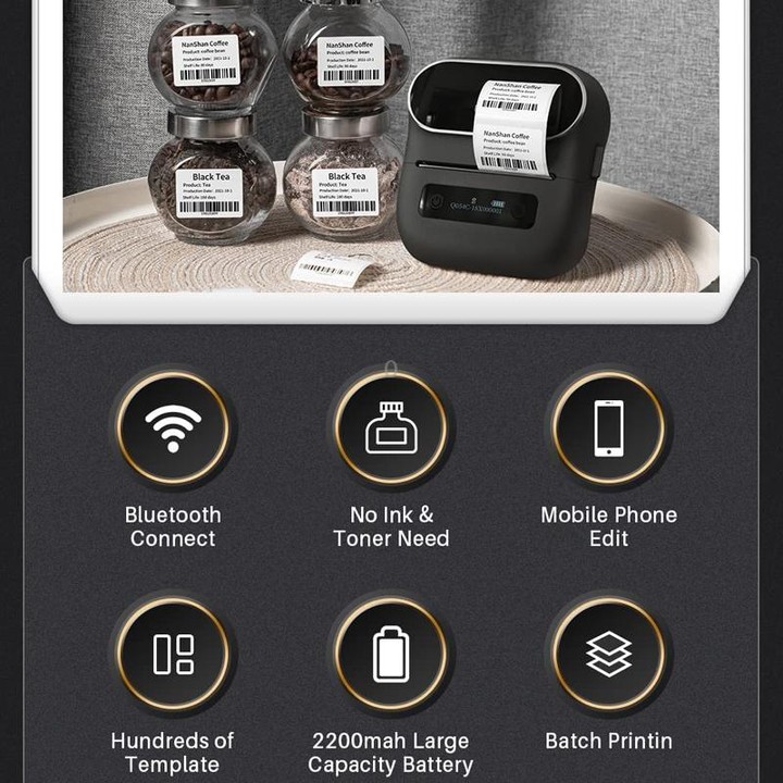 Phomemo M220 Jewelry Clothing Tags Bluetooth Thermist Strip Tag Printer(Black)